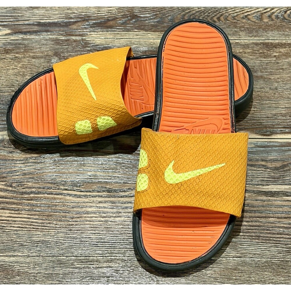 Men’s NIKE Benassi Solarsoft Soccer Slides - Sunset/Orange Volt - Sz 11 - GUC
